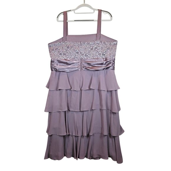 R&M Richards Elegant Lavender Lace Jacket Tiered Dress 18W formal party glitz - Picture 3 of 16